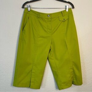 St. John Sport Stretch Chambray Bermuda Lime Green Short Y2K‎ Women’s Size 8